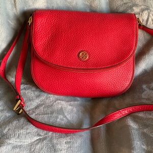 Tory Burch red Robinson messenger crossbody bag